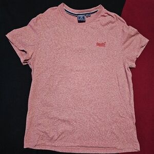 Lot of 2 Superdry Men's Size 2XL Solid Red Green Crew-Neck T-Shirt